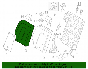 Right rear seat backrest for Lincoln MKZ 17-20, black leather