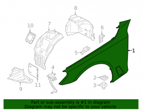 Front right fender BMW 7 G11 G12 16-22 Fender & components, with hybrid