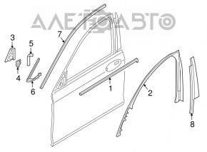 Molding door-glass central front left BMW 7 G11 G12 16-22 chrome