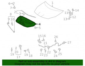 Toyota Prius 30 10-15 hood insulation torn