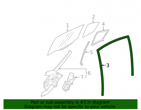 Glass seal rear right Subaru XV Crosstrek 18-23