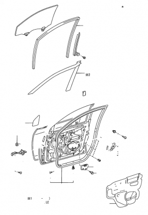 Front right door glass guide for Toyota Corolla e12 02-06 5d