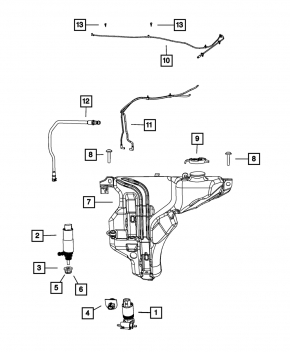 Dodge Journey 11-20 Windshield Washer Reservoir with Cap and Sensor