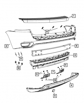 Rear bumper bare upper part Jeep Compass 11-16