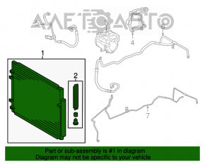 Air conditioning condenser radiator Toyota Highlander 14-19 2.7, 3.5