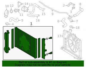 Water cooling radiator for Toyota Corolla 14-17 manual transmission, 1.8