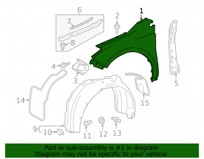 Front right fender Toyota Avalon 13-18 silver 1F7