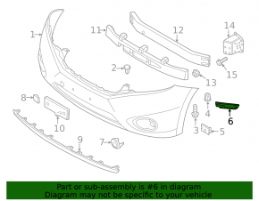 Front bumper mount on the right fender for Nissan Quest 11-17