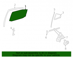 Glass door rear right Lexus LS460 LS600h 07-17 long