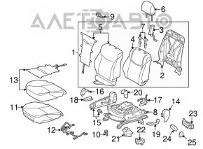 Toyota Prius 30 10-11 passenger seat without airbag, gray leather