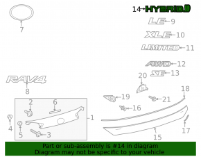 Emblem inscription "hybrid" trunk door Toyota Rav4 13-18 hybrid