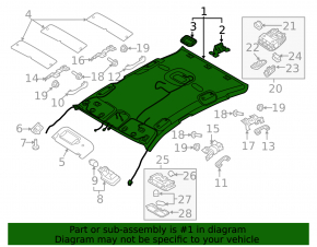 Kia Optima 16-20 headliner without sunroof, beige, needs dry cleaning, broken fasteners
