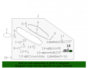 Emblem inscription ECO trunk lid Hyundai Sonata 15-17