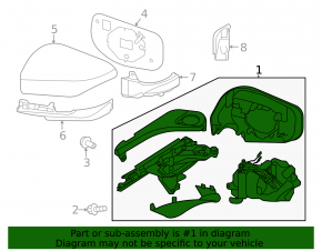 Left side mirror complete Subaru Outback 20-25 Limited, heated, memory, BSM