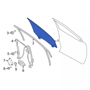 Front right door glass Ford Edge 15-24 chip