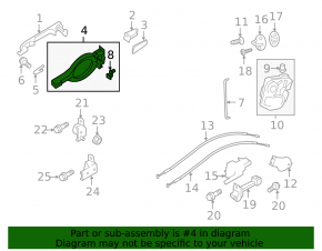 Rear left door handle mechanism Mitsubishi Outlander 16-22 rest