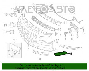 Left bumper grille Chrysler 300 11-14 prerest without fog lights