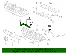 Grill molding right Honda CRV 17-19 OEM