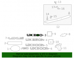 Emblem inscription "UX200" trunk door Lexus UX200 UX250h 19-