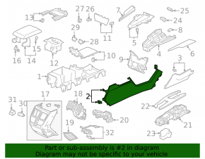 Left side center console trim for Honda Clarity 18-21 USA, black, scratches, broken fasteners