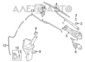 Left wiper arm Hyundai Elantra UD 11-16