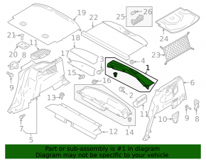 Ford C-max MK2 13-18 trunk opening trim, black, Energi