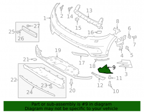 Front bumper air duct, right, Land Rover Range Rover Velar 18-23 R-Dynamic, HSE