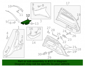 Left rear pillar trim assembly for Audi Q8 19-25, black, under belt, 2 parts