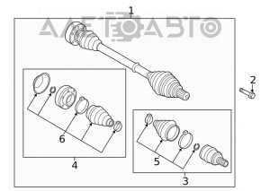 Front right half-shaft drive VW CC 08-17 automatic transmission