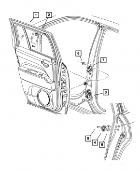 Bare rear right door Jeep Compass 11-16
