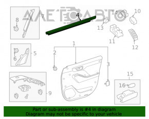 Glass seal inside front left door Toyota Highlander 20-