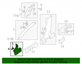 Front pillar trim lower right Mitsubishi Outlander 14-22 black