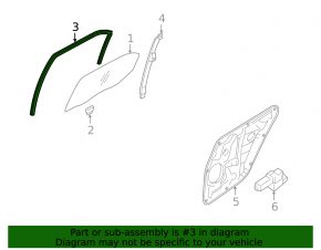 Rear left glass seal Hyundai Elantra UD 11-16