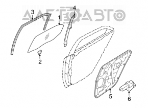 Rear left glass seal Hyundai Elantra UD 11-16
