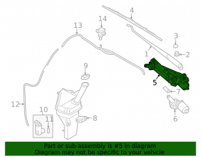 Windscreen wiper linkage with motor for Hyundai Elantra UD 11-16