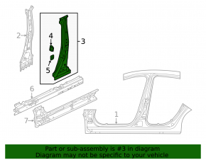 Body pillar central left Mazda 3 14-18 BM