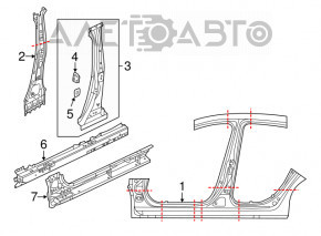 Body pillar central left Mazda 3 14-18 BM
