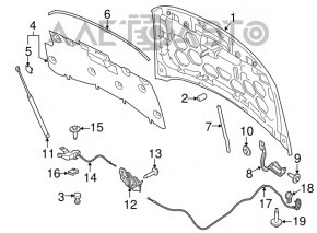 Ford Ecosport 12-17 hood release handle without cable
