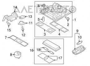 Front light for VW Tiguan 09-17 without sunroof, beige, with controls