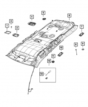 Ceiling light middle Dodge Durango 11-20 without sunroof, gray