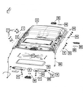 Jeep Patriot 11-15 headliner for sunroof, gray