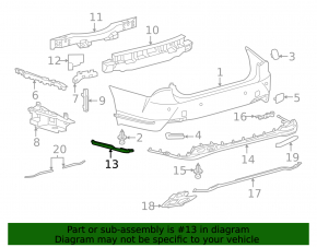Left rear bumper molding for Lexus LS500 18-23 F Sport