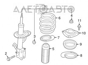 Front left spring Nissan Leaf 18- under 40 kWh