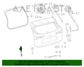 Trunk door bumper right Toyota Highlander 20-