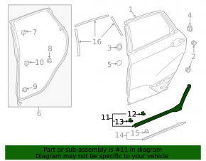 Door seal lower rear left Honda Clarity 18-21 usa