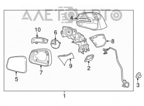 Side mirror right assembly Buick Encore 13-16 simple