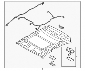 Headlining Mazda 3 14-18 BM under the sunroof