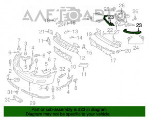 Front bumper mount left long under headlight Mazda6 03-08