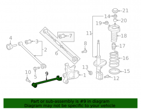 Rear longitudinal control arm left Toyota Highlander 08-13 AWD