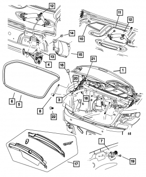 Trunk lid hinge left Chrysler 200 4d 11-14